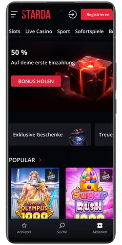 Besuchen Sie die Starda Casino -Webseite